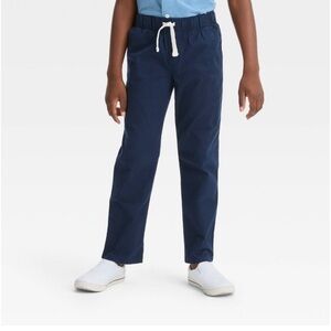 CAT & JACK  Boys 14 Navy Blue Stretch Straight Fit Woven‎ Pull-On Pants School